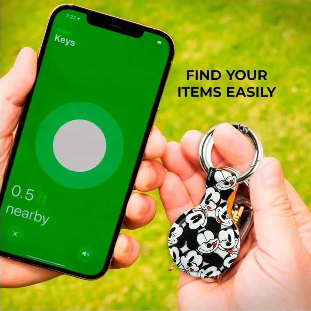 Disney Apple AirTag Mickey Mouse Holder - Protective Tracker with Keychain